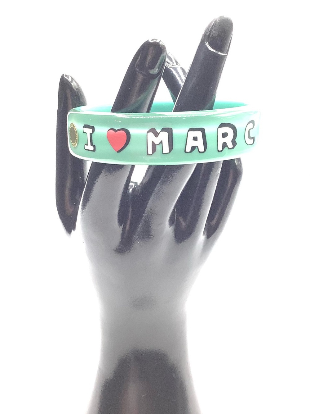 Marc by Marc Jacobs "I ❤️ MARC" Resin Bangle Bracelet – Mint Green / Teal